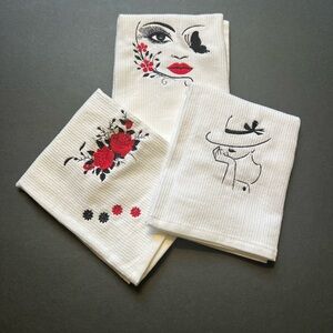 Embroidered Face Design Towels